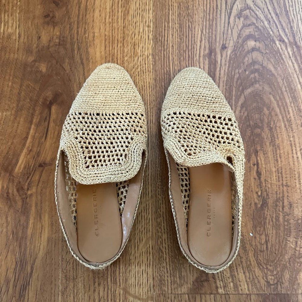 Robert Clergerie Antes Raffia Slides in Natural Size 40